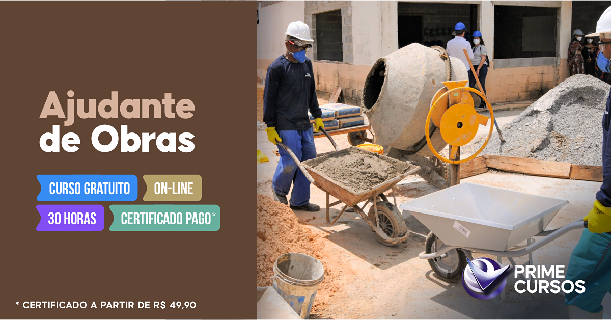 Curso Grátis de Ajudante de Obras Curso de Ajudante de Obras