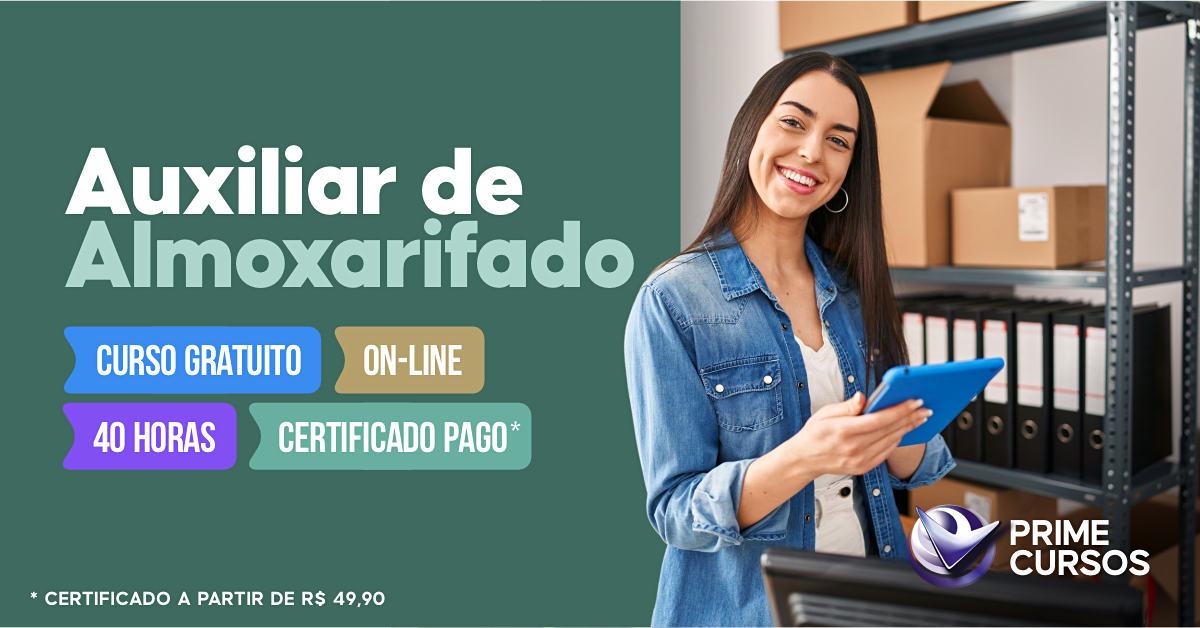 Curso Grátis de Auxiliar de Almoxarifado Curso de Auxiliar de Almoxarifado
