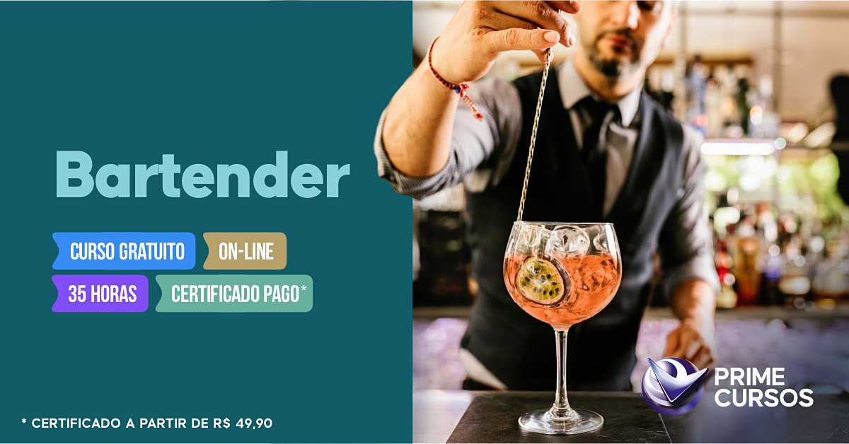 Curso grátis de Bartender Curso de Bartender