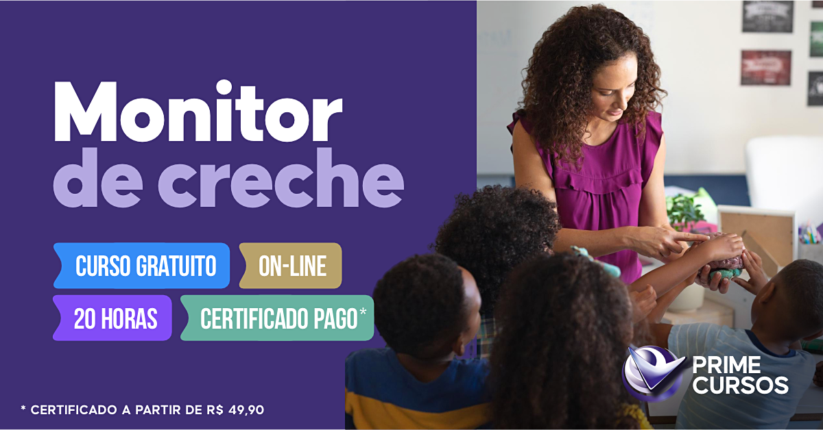 Curso Grátis de Monitor de Creche Curso de Monitor de Creche