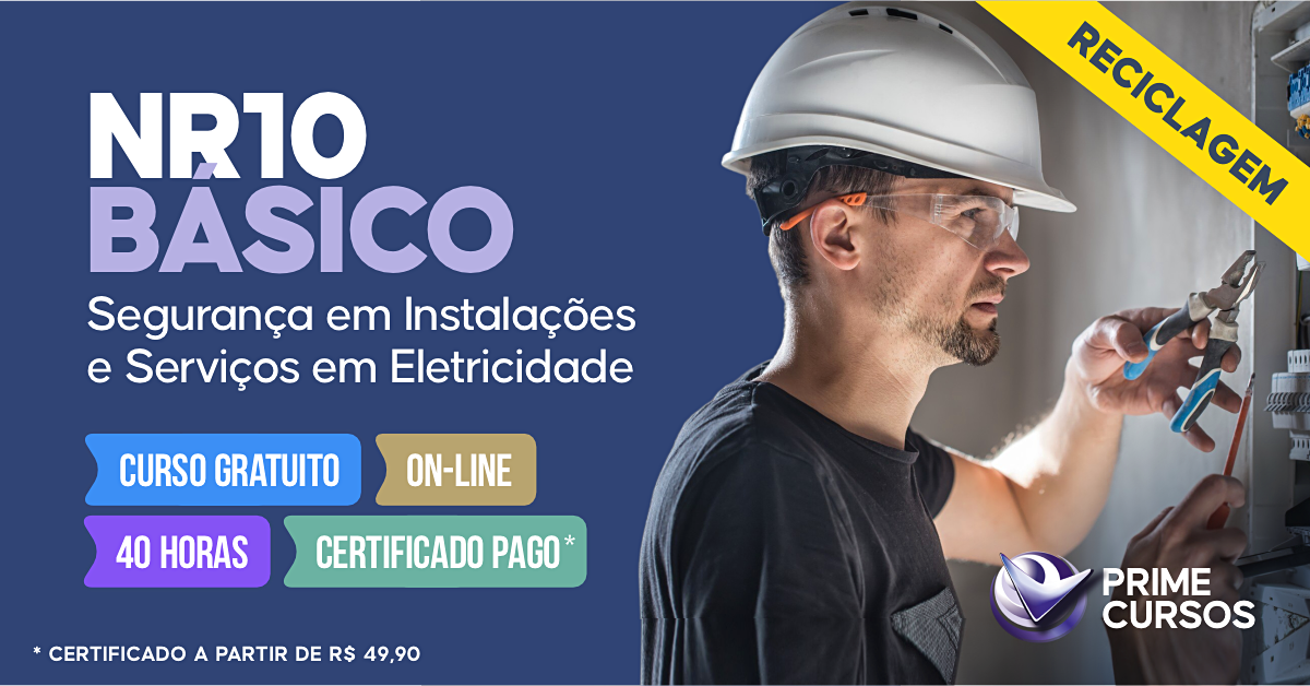 Curso grátis da norma NR 10 Básico - Segurança em Instalações e Serviços em Eletricidade