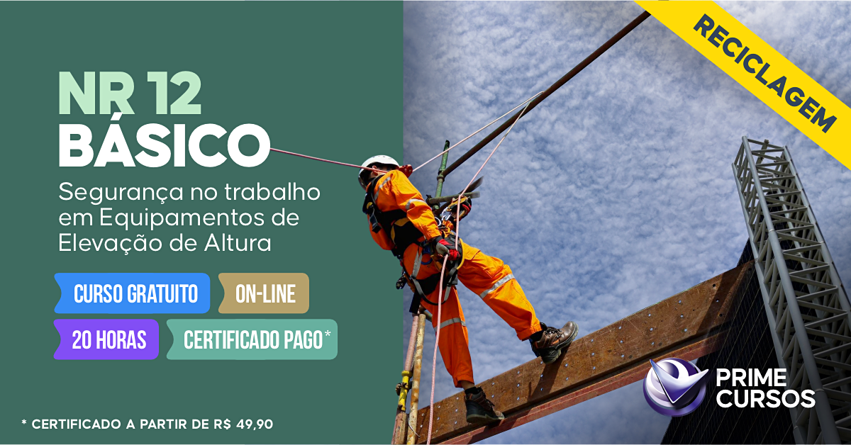 Curso Grátis de NR 12 Básico - Segurança no Trabalho em Equipamentos de Elevação de Altura Curso de NR 12 Básico - Segurança no Trabalho em Equipamentos de Elevação de Altura