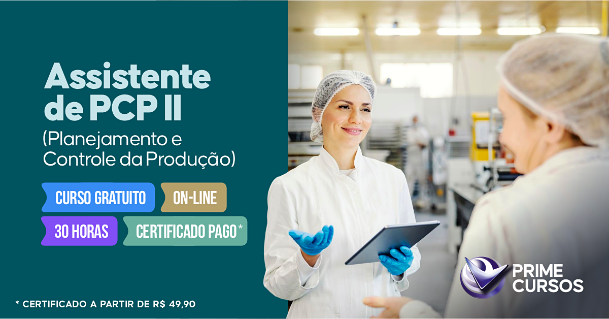 Curso grátis de Assistente de PCP II (Planejamento e Controle da Produção) Curso de Assistente de PCP II (Planejamento e Controle da Produção)