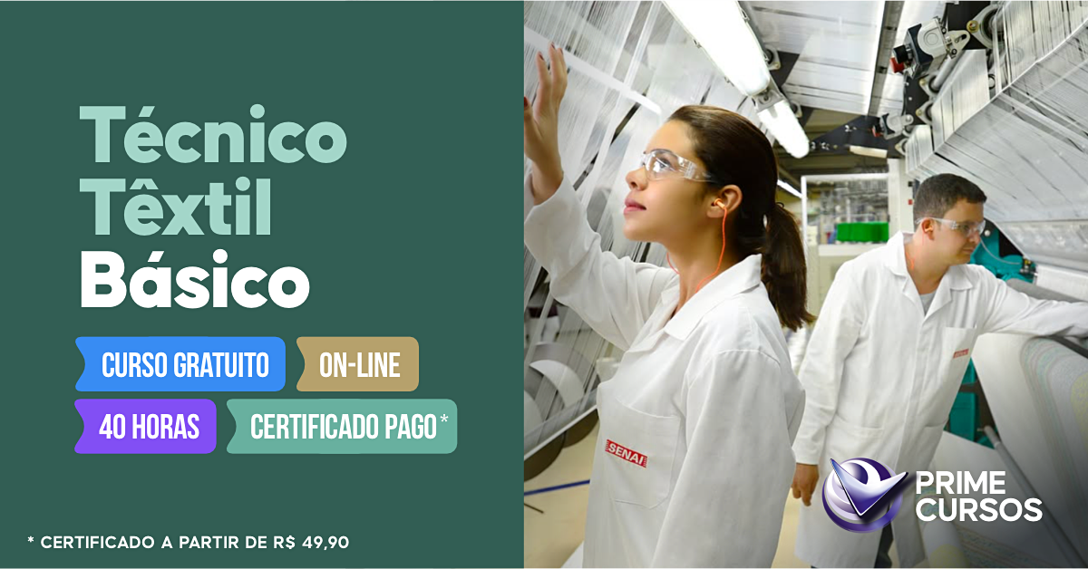 Curso grátis de Técnico Têxtil Básico Curso de Técnico Têxtil Básico