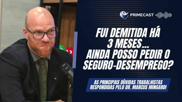 Dr. Marcus Mingardi respondendo à dúvida de uma aluna da Prime Cursos, que questiona se ainda tem direito ao seguro-desemprego após três meses de sua demissão.