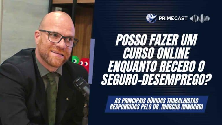 Dr. Marcus Mingardi respondendo à dúvida de um aluno da Prime Cursos, que questiona se ele pode fazer um curso online enquanto recebe o seguro-desemprego.