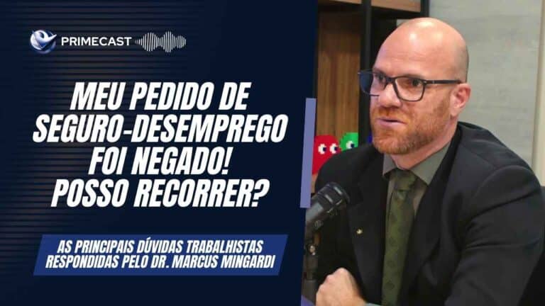 Dr. Marcus Mingardi respondendo à dúvida de uma aluna da Prime Cursos, que questiona se ela pode recorrer ao seu pedido de seguro-desemprego que foi negado.