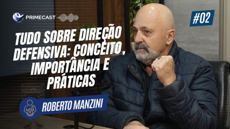 Roberto Manzini sendo entrevistado para o Primecast sobre direção defensiva.
